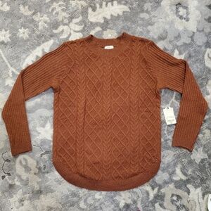St Johns Bay NWT Cable Knit Burnt-Orange Sweater Size Medium